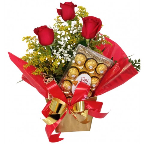 Arranjo Doce Encanto "Com Flor + Chocolate''